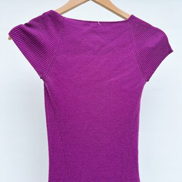 One Grey Day Revolve OGD Samantha Midi Dress Bodycon Magenta XS Ribbed Cocktail - Picture 9 of 11